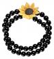 Preview: Hippie Perlenarmband Schwarz mit Sonnenblume