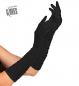 Preview: GERAFFTE SCHWARZE LANGE HANDSCHUHE IN ELASTHAN 40 cm