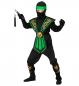 Preview: Grüner Kombat Ninja Kinderkostüm mit Overall, Brustrüstung, Gürtel, Arm- und Beinschnüre, Maske, Stirnband