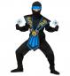 Preview: Blauer Kombat Ninja Kinderkostüm mit Waffenset Overall, Brustrüstung, Gürtel, Arm- und Beinschnüre, Maske, Stirnband, Handschuhe,  Ninjadolche, Ninja Wurfsternen - Kopie