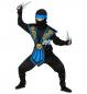 Preview: Blauer Kombat Ninja Kinderkostüm mit Waffenset Overall, Brustrüstung, Gürtel, Arm- und Beinschnüre, Maske, Stirnband, Handschuhe,  Ninjadolche, Ninja Wurfsternen - Kopie