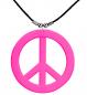 Preview: Neon pinke Hippiekette Peacezeichen pink