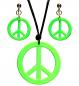 Preview: Neon grünes Hippie Set Kette und Ohrringe