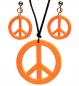 Preview: Neon oranges Hippie Set Kette und Ohrringe