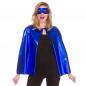 Preview: Metallischer Superhelden Umhang & Maske - Blau