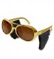 Preview: Elvis Brille mit Koteletten Gold