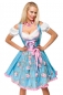 Preview: Dirndl mit herzförmigem Ausschnitt und Blumenschürze in Blau/Pink