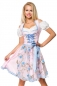 Preview: Dirndl mit herzförmigem Ausschnitt und Blumenschürze in rosa/blau