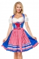 Preview: Dirndline Unterbrustdirndl mit Karoschürze Blau/Rot/Weiss