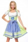 Preview: Dirndline Unterbrustdirndl mit Karoschürze Grün/Blau/Weiss