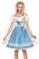 Preview: Dirndline Blaues Dirndl Set mit Blumen Print Weiß/Blau