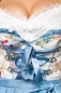 Preview: Dirndline Blaues Dirndl Set mit Blumen Print Weiß/Blau