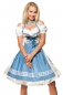 Preview: Dirndline Blaues Dirndl Set mit Blumen Print Weiß/Blau