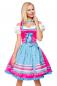 Preview: Dirndline Dirndl mit Karoschürze Pink/Blau