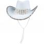 Preview: Cowgirl Hut Braut JGA mit Strass Weiss