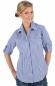 Preview: OS Trachten Damen Trachtenbluse Langarm Krempelarm mit Stick Blau