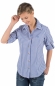 Preview: OS Trachten Damen Trachtenbluse Langarm Krempelarm mit Stick Blau