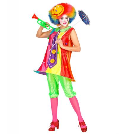 Frau Clown Kleid mit Reifrock und Krawatte, Hose