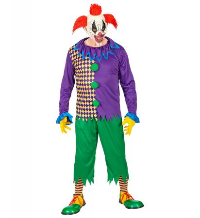 Evil Joker clown mit Oberteil, Hose, Strümpfe