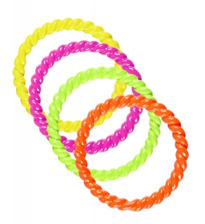 Set von 4 Ringen in Neon Farben