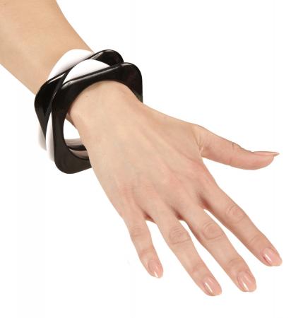 4 Schwarze und Weisse Disko Armbänder