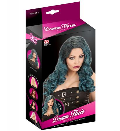 Dream Hair Perücke Rihanna in Blau/Grün Lang gelockt