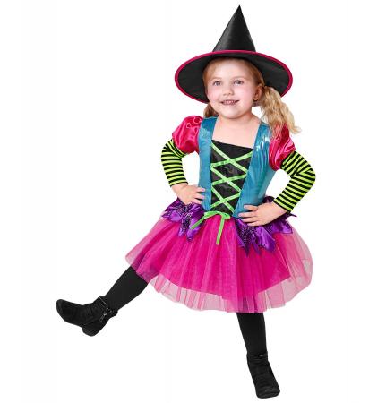 Kleine Hexe Kinderkostüm mit Kleid und Hut