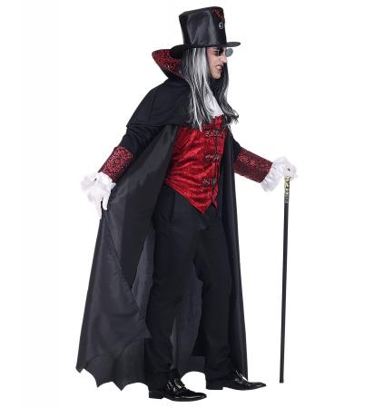 Vampir Lord mit Langer Mantel mit Weste und Jabot, Zylinder