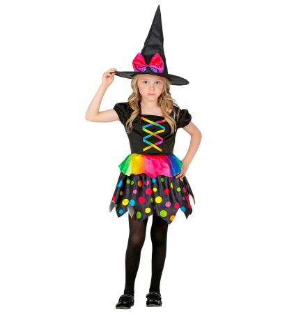 Konfetti Hexe Kinderkostüm mit Kleid und Hut