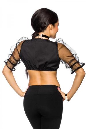 Dirndline Dirndl Bluse mit transparenten Puffärmeln Schwarz