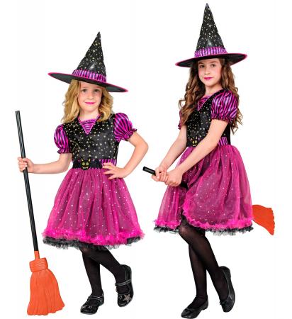 Pinke Hexe mit Kleid und Hut