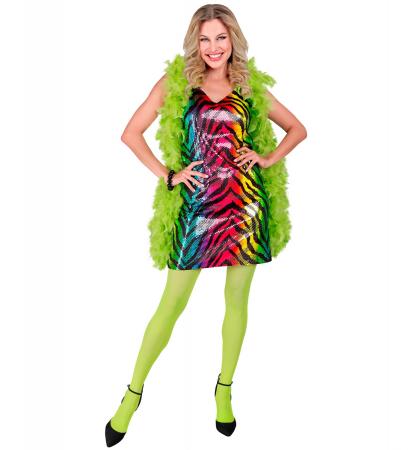 Party Pailletten Kleid mit Tigermuster Regenbogen