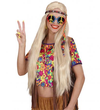 Hippie Peace Zeichen aus Metall mit Halskette