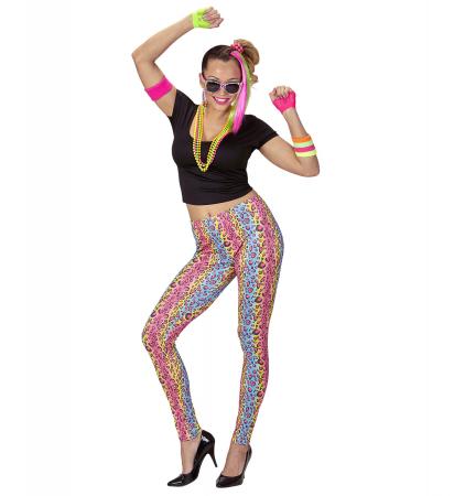 80's  Disco Girl mit T-shirt, Leggings, Kette