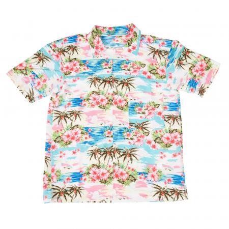 Hawaii Hemd - Pink Flowers & Palm Trees