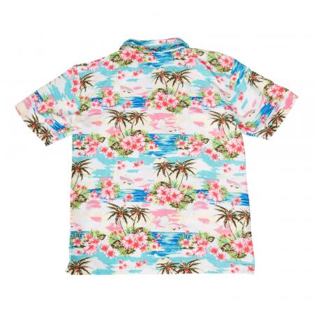 Hawaii Hemd - Pink Flowers & Palm Trees