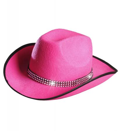 COWBOYHUT MIT STRASSBAND aus Filz Pink