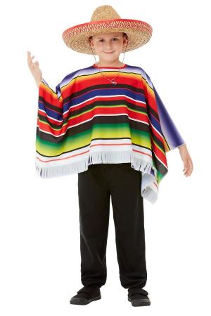 Bunter Mexikaner Poncho für Kinder