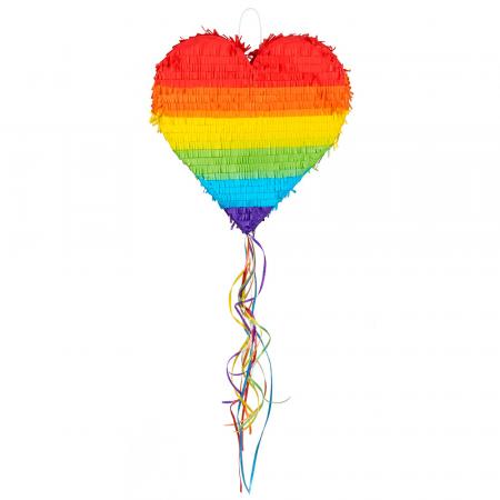 Grosse Zieh Pinata Herz Rainbow 37x36cm