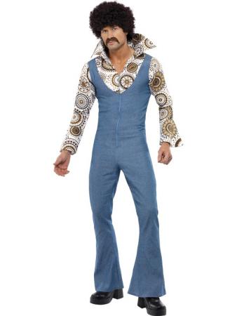 Groovy Dancer Kostüm mit Jumpsuit mit angesetztem Mock Hemd