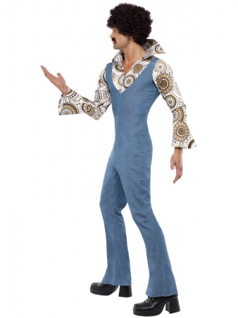 Groovy Dancer Kostüm mit Jumpsuit mit angesetztem Mock Hemd