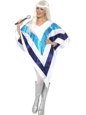 ABBA Super Trooper Umhang Poncho Weiss und Blau