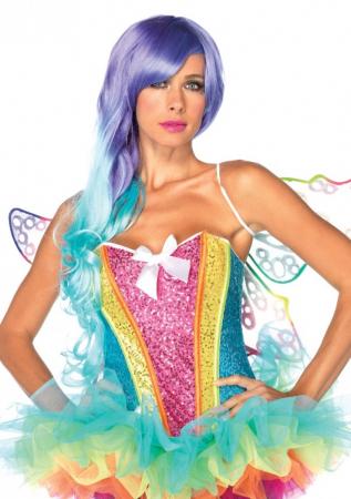 Leg Avenue Regenbogen Corsagen Kostüm mit Pailletten
