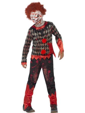 Blutiger Zombie-Clown Halloween Kinderkostüm rot-schwarz