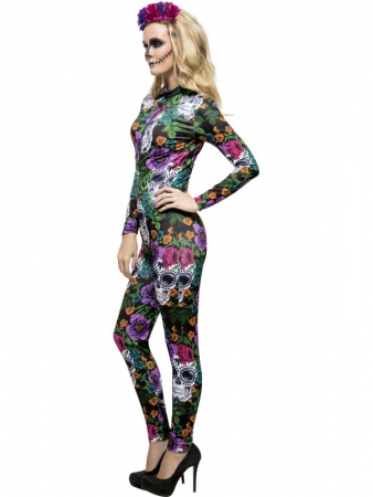 Tag der Toten Flower Jumpsuit Damenkostüm