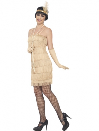 20er Jahre Marta Flapper Kostüm gold kurzer Dress