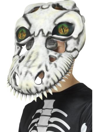 T-Rex Schädel Maske, weiß mit 3D Augen