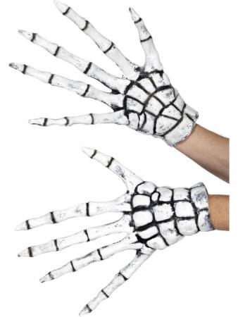 Latex Skelett Handschuhe Grim Reaper weiss