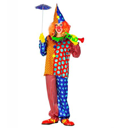 Unisex Clown mit Oberteil mit Kragen, Hose, Hut