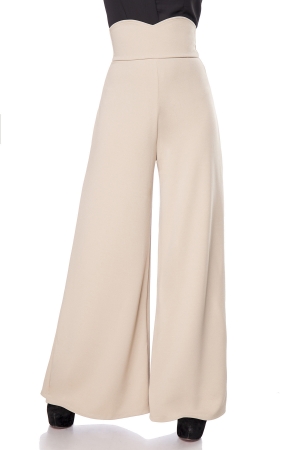 Marlenehose mit herzförmiger Bundabschluss Beige